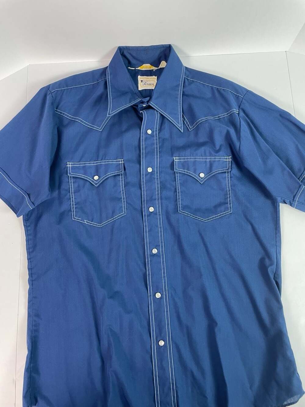 Vintage Texson Blue Short Sleeve Western Pearl Snap Shirt